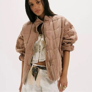 Blank NYC Tan Quilted Dolman Still Into You Jacket Large NEW $128